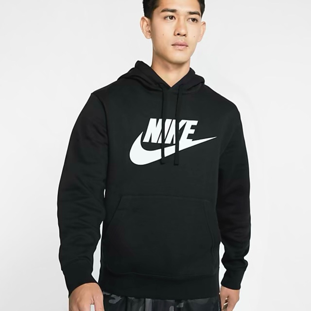 NIKE SPORTSWEAR CLUB FLEECE BLACK GRAPHIC HOODIE
